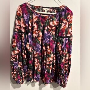 Terra & Sky floral blouse, rich fall colors